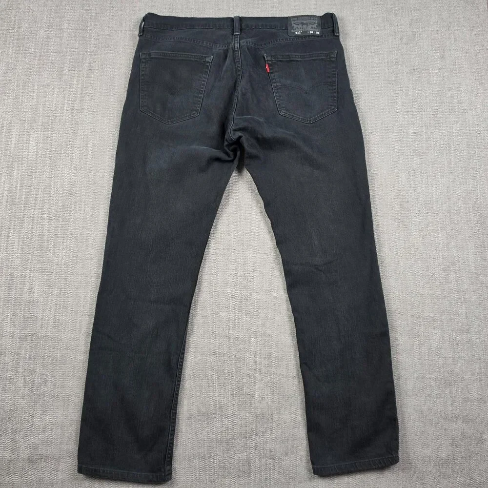 Levi's 511 Straight Leg Jeans Men's 36x30 Black Stretch Denim Pants Grunge Y2K